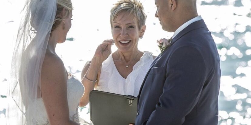 Stacy Prouty officiating a wedding ceremony professional officiant